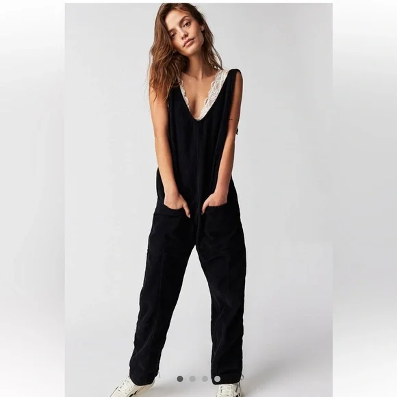 NEW Free People We The Free High Roller Cord Black Jumpsuit XL - Picture 3 of 13